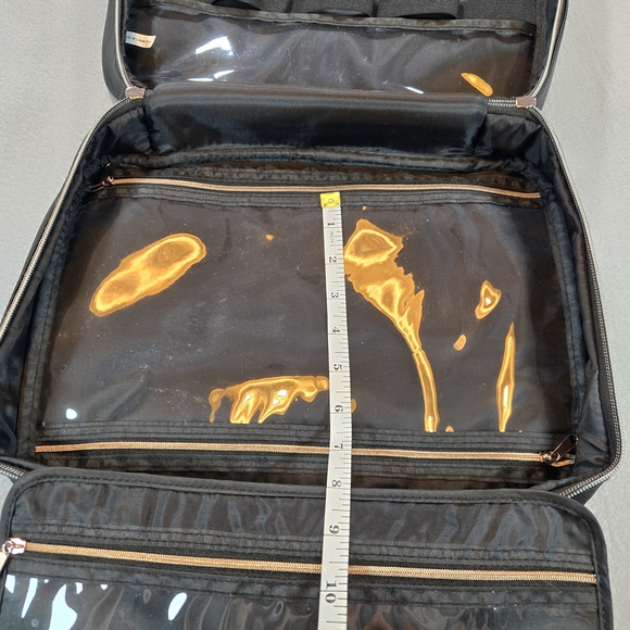 Black Hanging Travel Makeup Bag Large Cosmetic Organizer Case Clear Zip Pockets - Picture 3 of 12